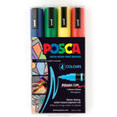 Uni Posca PC-5BR 1-4mm Brush Tip Assorted Markers Set of 4