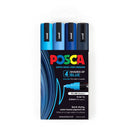 Uni Posca PC-5M 1.8-2.5mm Medium Bullet Shades of Blue Markers Pack of 4