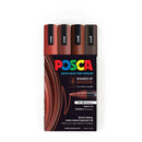 Uni Posca PC-5M 1.8-2.5mm Medium Bullet Shades of Brown Markers Pack of 4