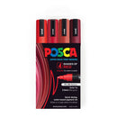 Uni Posca PC-5M 1.8-2.5mm Medium Bullet Shades of Red Markers Pack of 4