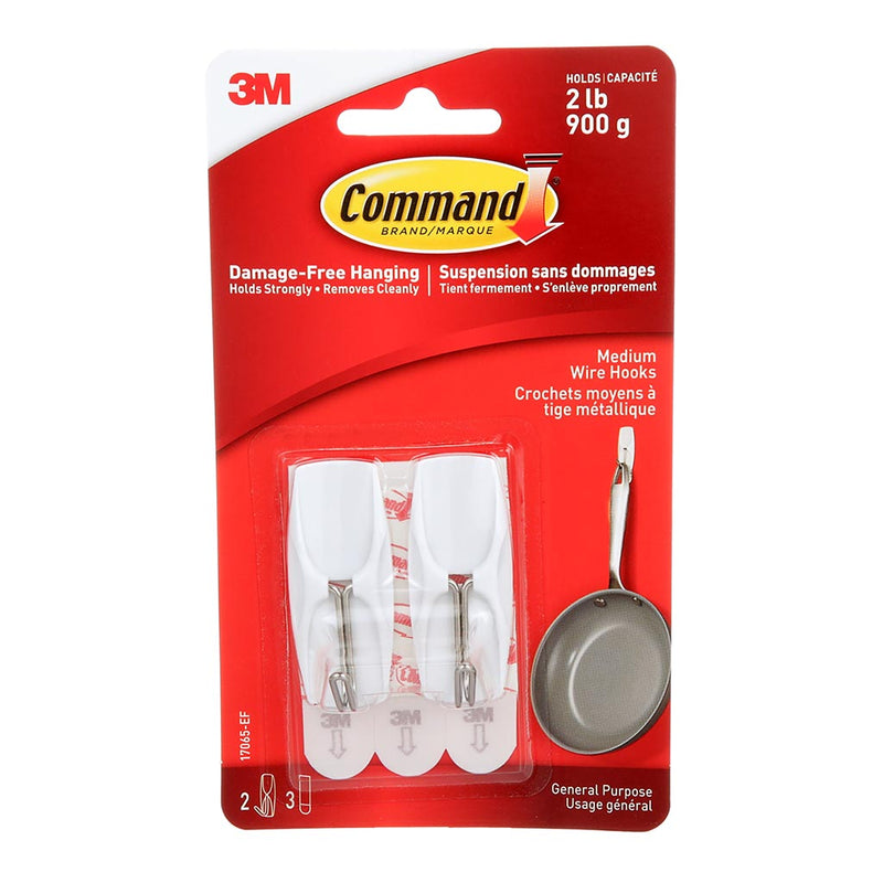 Command Medium White Wire Hook Pack of 2