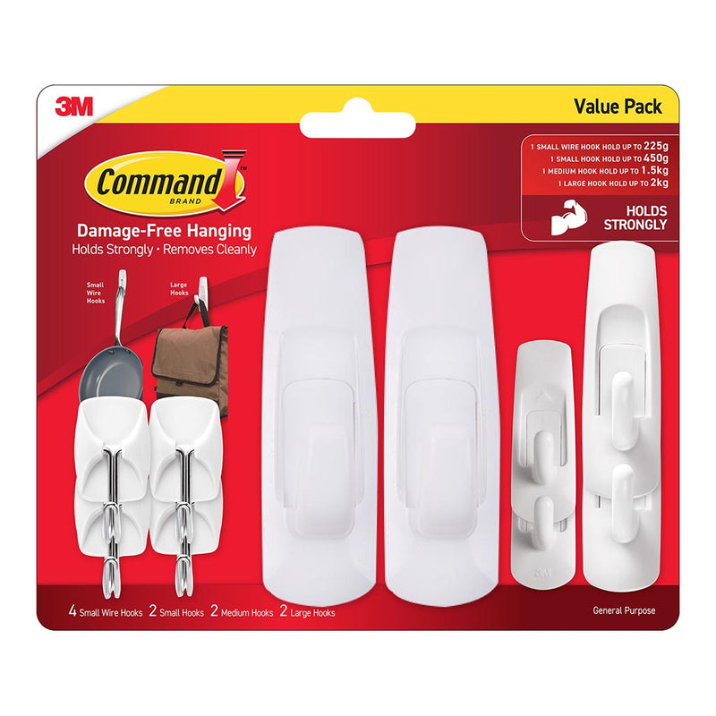 Command Assorted Clear White Hook Value Pack of 10