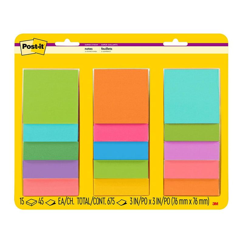 Post-it 76x76mm Bright Super Sticky Notes Pack of 15