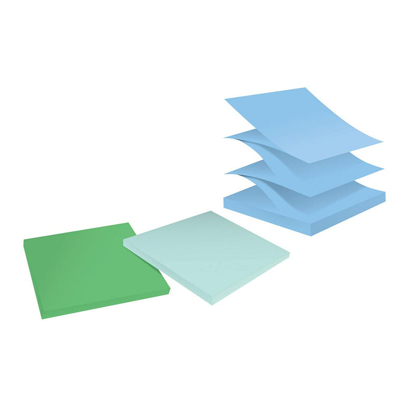 Post-it 100 Recycled 76x76mm Oasis Super Sticky Pop Up Notes Pack of 6
