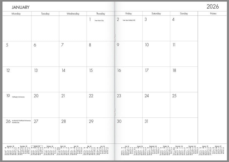 Collins Designer A4 Monthly Planner Bouquet Even Year