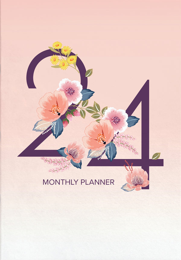 Collins Designer A4 Monthly Planner Floral Numbers