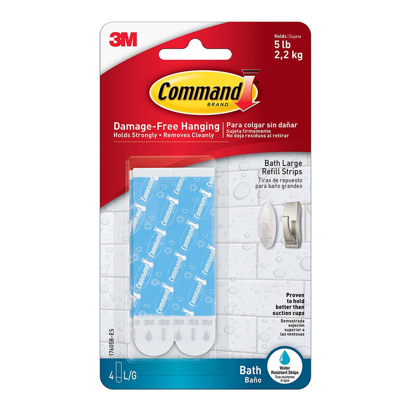 Command Bathroom Large White Refill Strips Pack of 4