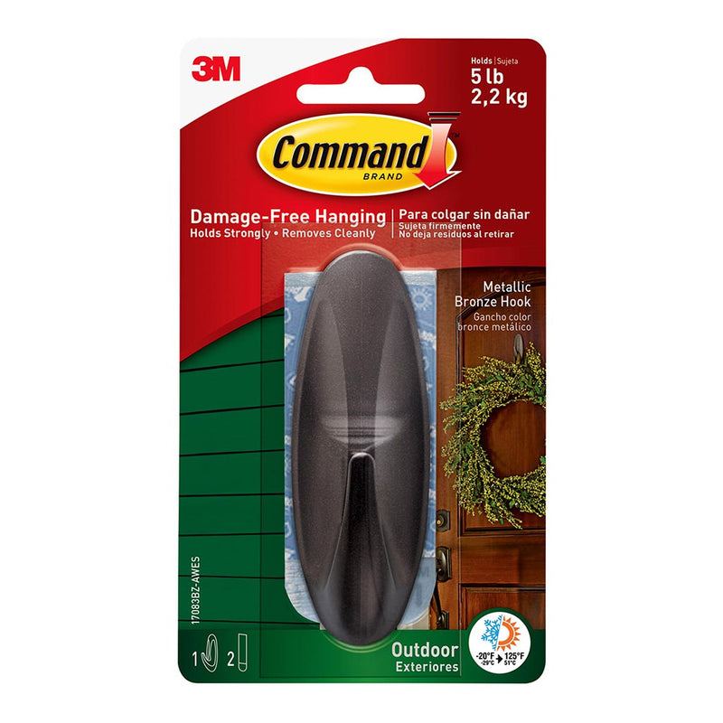 Command Large Metallic Bronze Outdoor Hook 