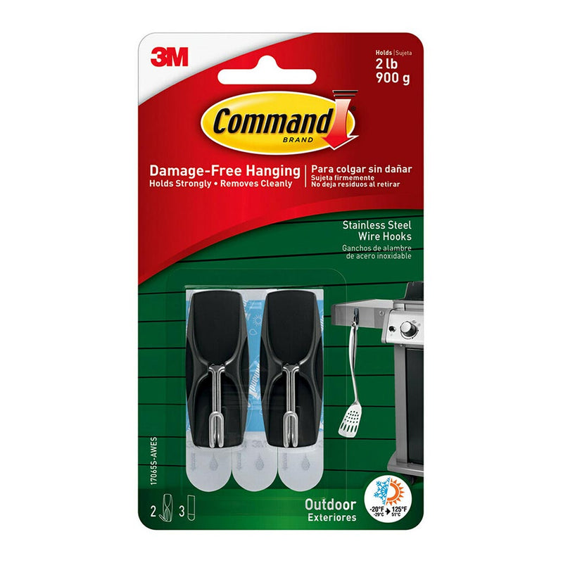 Command Medium Steel Wire Outdoor Hook Pack of 2