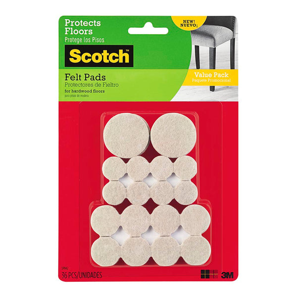Scotch Assorted Beige Felt Pads Pack of 36