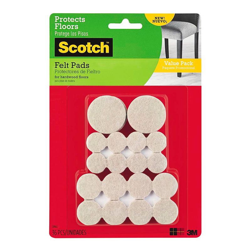 Scotch Assorted Beige Felt Pads Pack of 36