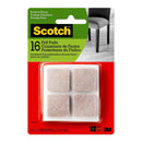 Scotch 2.54cm Square Beige Felt Pads Pack of 16