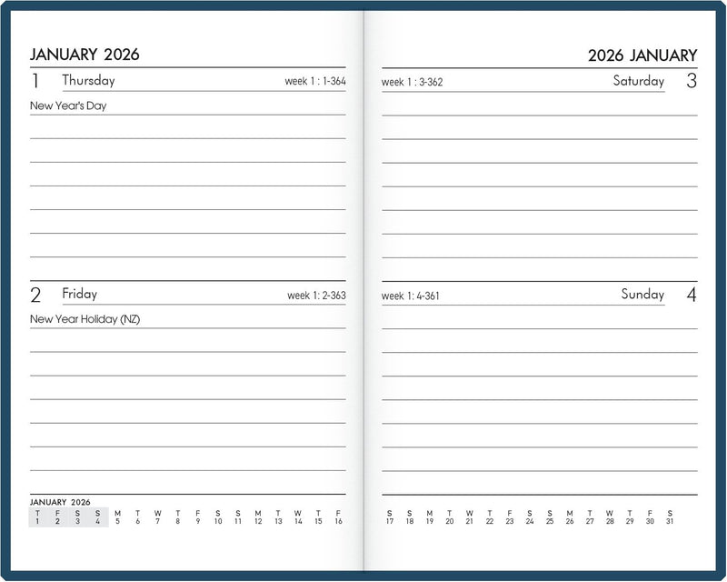 Collins Diary A72P Navy Even Year