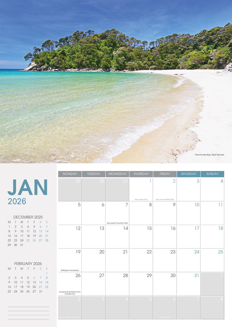 Collins Wall Calendar A4 NZ Landscapes Even Year