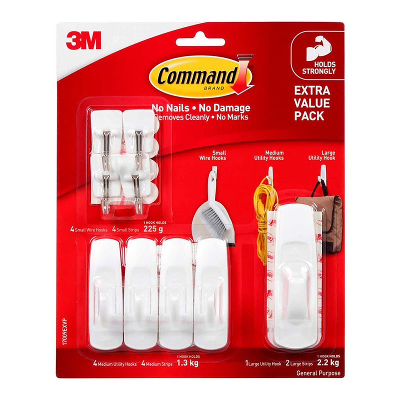 Command Assorted White Value Hook Pack of 16