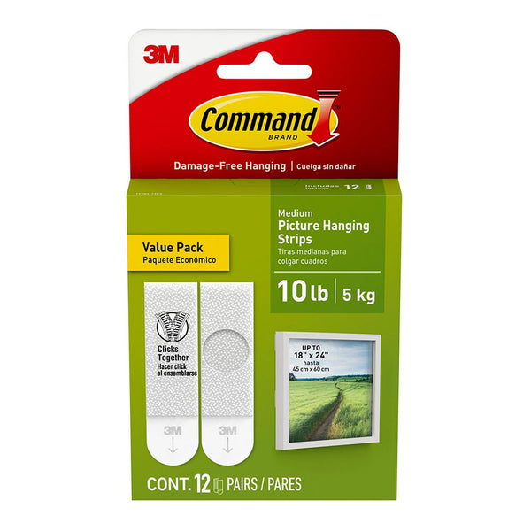 Command Medium White Picture Hanging Strips Value Pack of 12 Sets