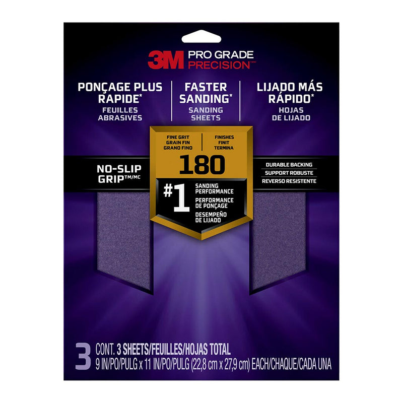 3M Pro Grade Precision Grit Sanding Sheets Pack of 3
