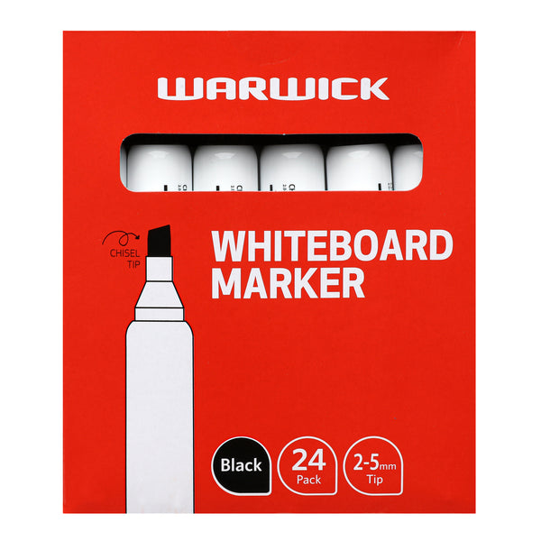 Warwick Chisel Tip Whiteboard Markers Pack of 24#Colour_BLACK