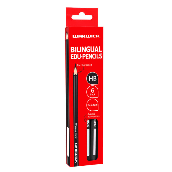 Warwick HB Pencil with Name Plate Bilingual Hexagonal Pack of 6 