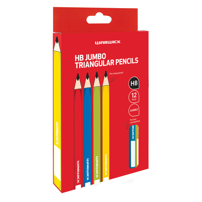 Warwick HB Pencil with Name Plate Jumbo Triangular Pack of 12 
