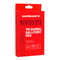 Warwick Tri Barrel 1.0mm Medium Ballpoint Pens Pack of 12#Colour_RED