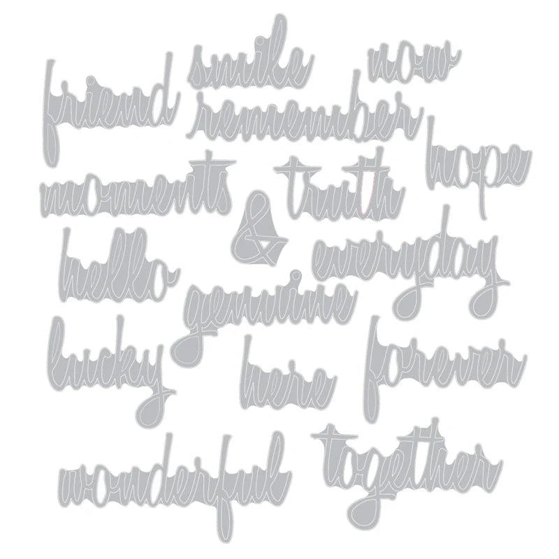Sizzix by Tim Holtz Script Friendship Words Thinlits Dies 16 Pieces