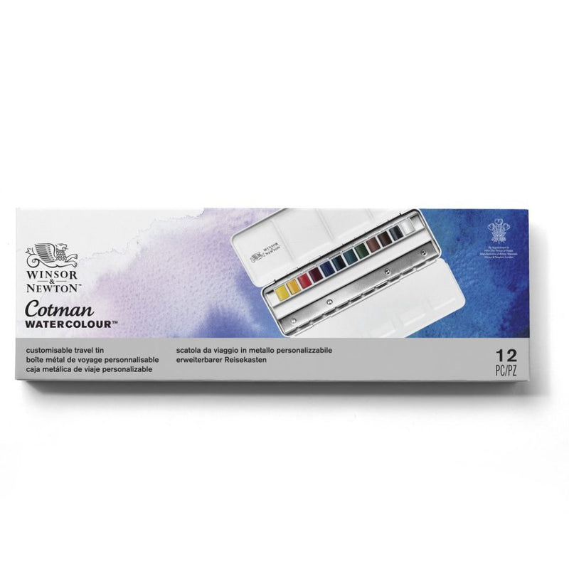 Winsor & Newton Cotman Watercolour Blue Box Of 12 Half Pan