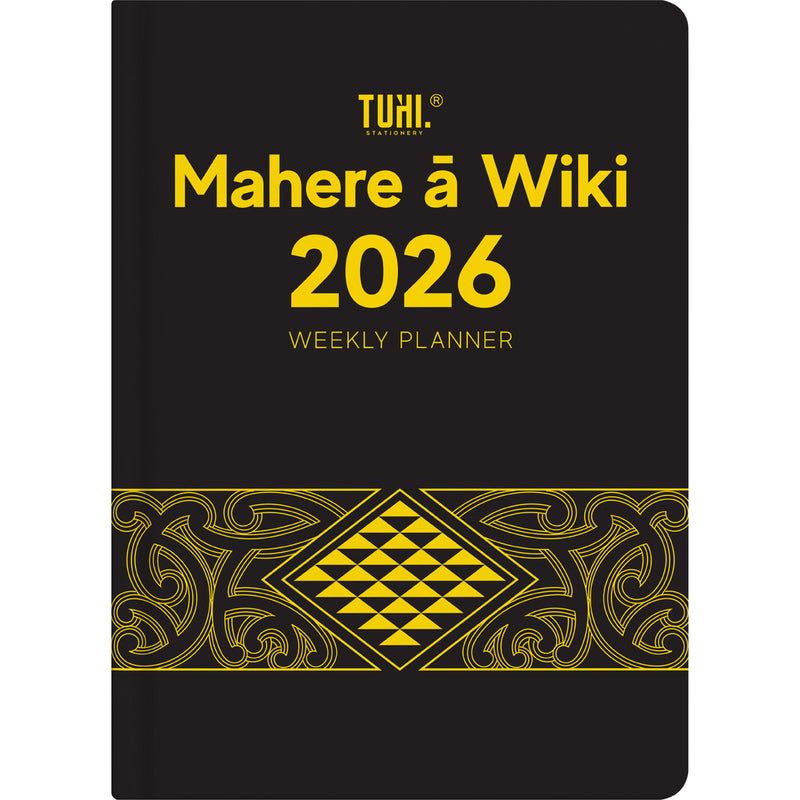 Tuhi A43 Week to View Premium Mahere a Wiki Black & Gold 2026 Diary