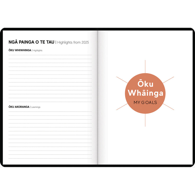 Tuhi B53 Week to View Premium Mahere a Wiki Black & Gold 2026 Diary