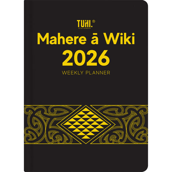 Tuhi B53 Week to View Premium Mahere a Wiki Black & Gold 2026 Diary