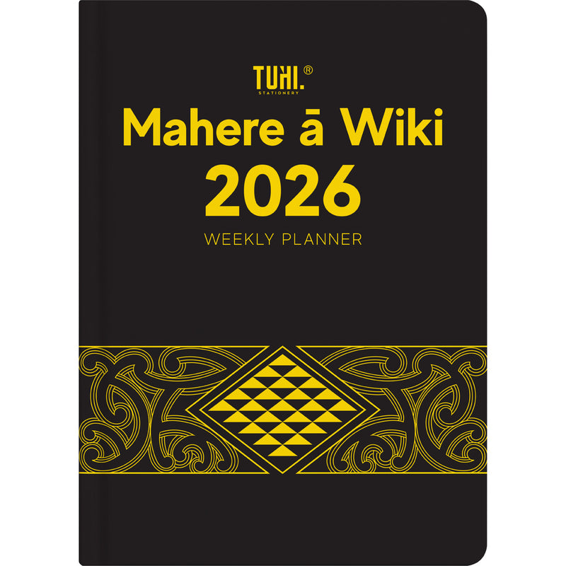 Tuhi B53 Week to View Premium Mahere a Wiki Black & Gold 2026 Diary