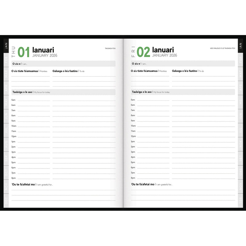 Tuhi B51 Day Per Page Samoan Green 2026 Diary