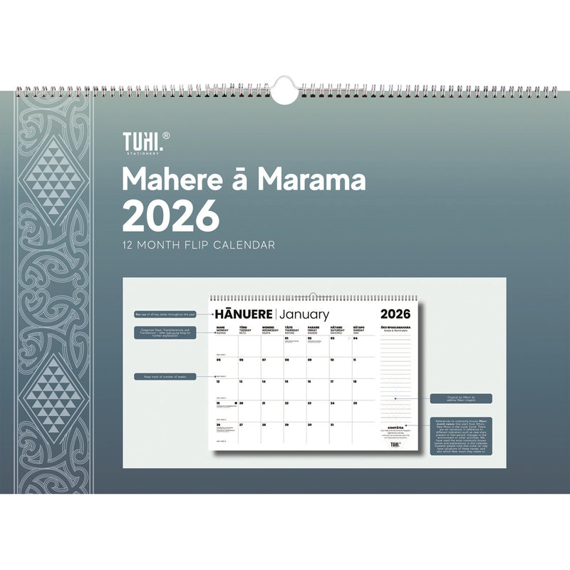 Tuhi One Month to View Maori A2 2026 Calendar