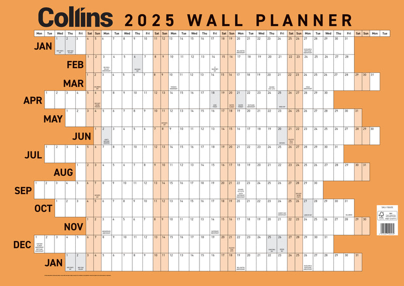 Collins Unlaminated Wallplanner