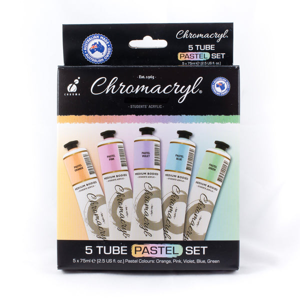 Chromacryl Acrylic Pastel Colours Paint Set 5x75ml