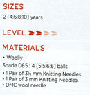 DMC Woolly Merino Pattern Leaflet - Elise Kids Round Neck Sweater