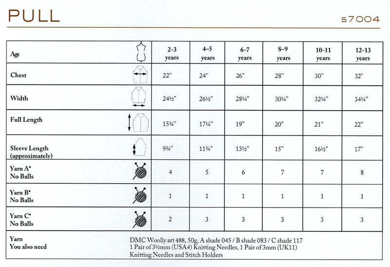 DMC Woolly Merino Pattern Leaflet - Kids Striped Sweater
