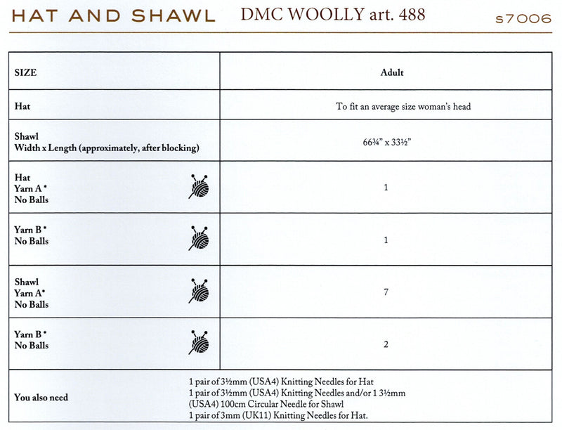 DMC Woolly Merino Pattern Leaflet - Womens Shawl & Beanie