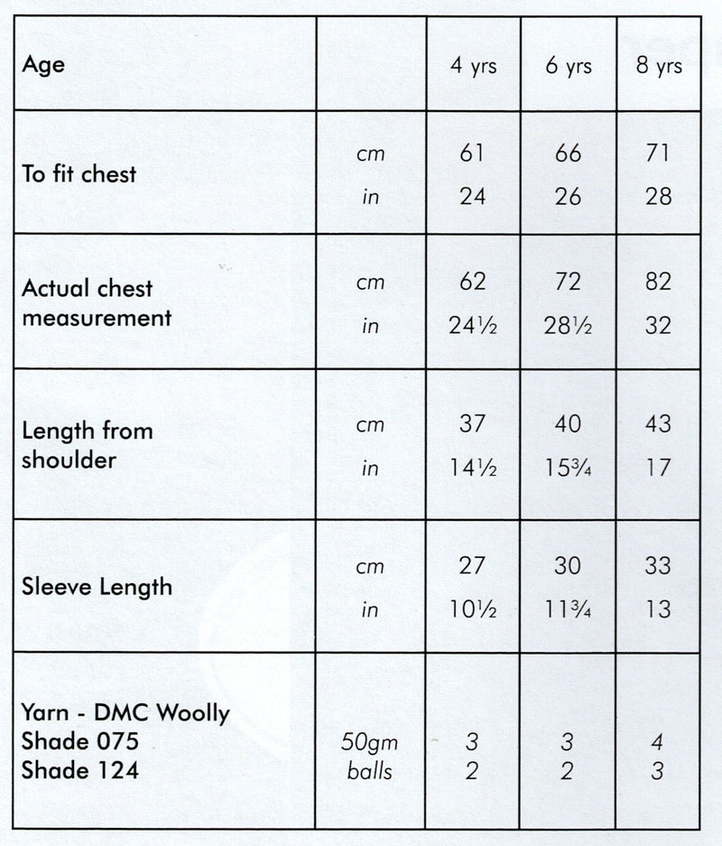 DMC Woolly Merino Pattern Leaflet - Boys Numbered Jumper