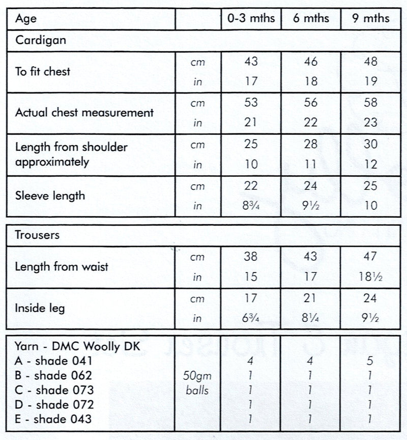 DMC Woolly Merino Pattern Leaflet - Baby Girls Cardigan and Trousers
