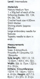 DMC Natura Medium Crochet Pattern Leaflet - Bunny Mittens and Booties