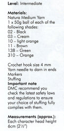 DMC Natura Medium Crochet Pattern Leaflet - Amigurumi Jungle Animal Pen Toppers