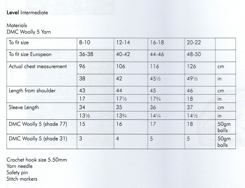DMC Woolly 5 Crochet Pattern Leaflet - Womens Kimono