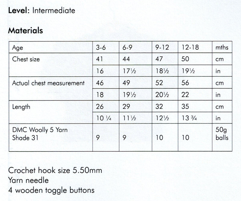 DMC Woolly 5 Crochet Pattern Leaflet - Kids Teddy Toggle Jacket