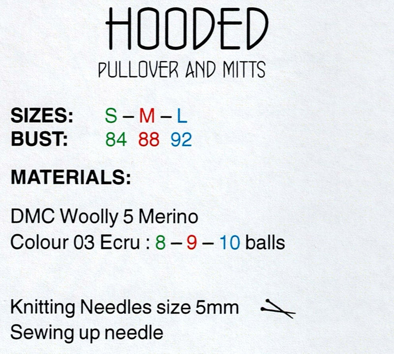 DMC Woolly 5 Pattern Leaflet - Womens Hooded Pullover & Mitts