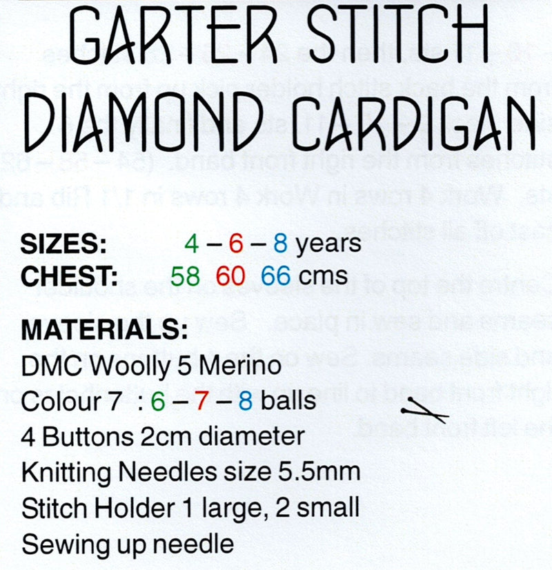 DMC Woolly 5 Pattern Leaflet - Girls Lacy Cardigan & Boys Diamond Cardigan