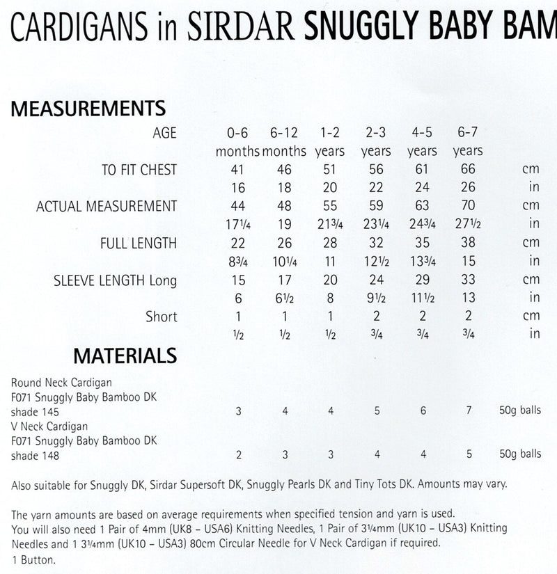 DMC Angel Bamboo Pattern Leaflet - Girls Textured Cardigans