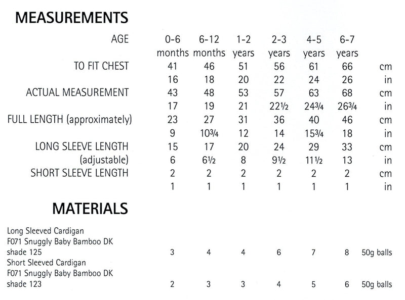 DMC Angel Bamboo Pattern Leaflet - Girls Cardigans