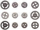 Tim Holtz Idea-Ology Metal Mini Gears .5" To .75" Antique Nickel, Brass & Copper 12 Pieces