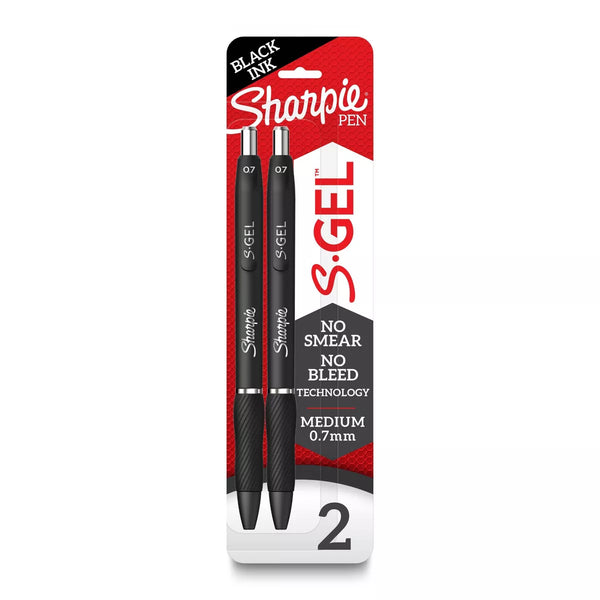 Sharpie Gel Retractable 0.7MM Gel Black Pens Set of 2